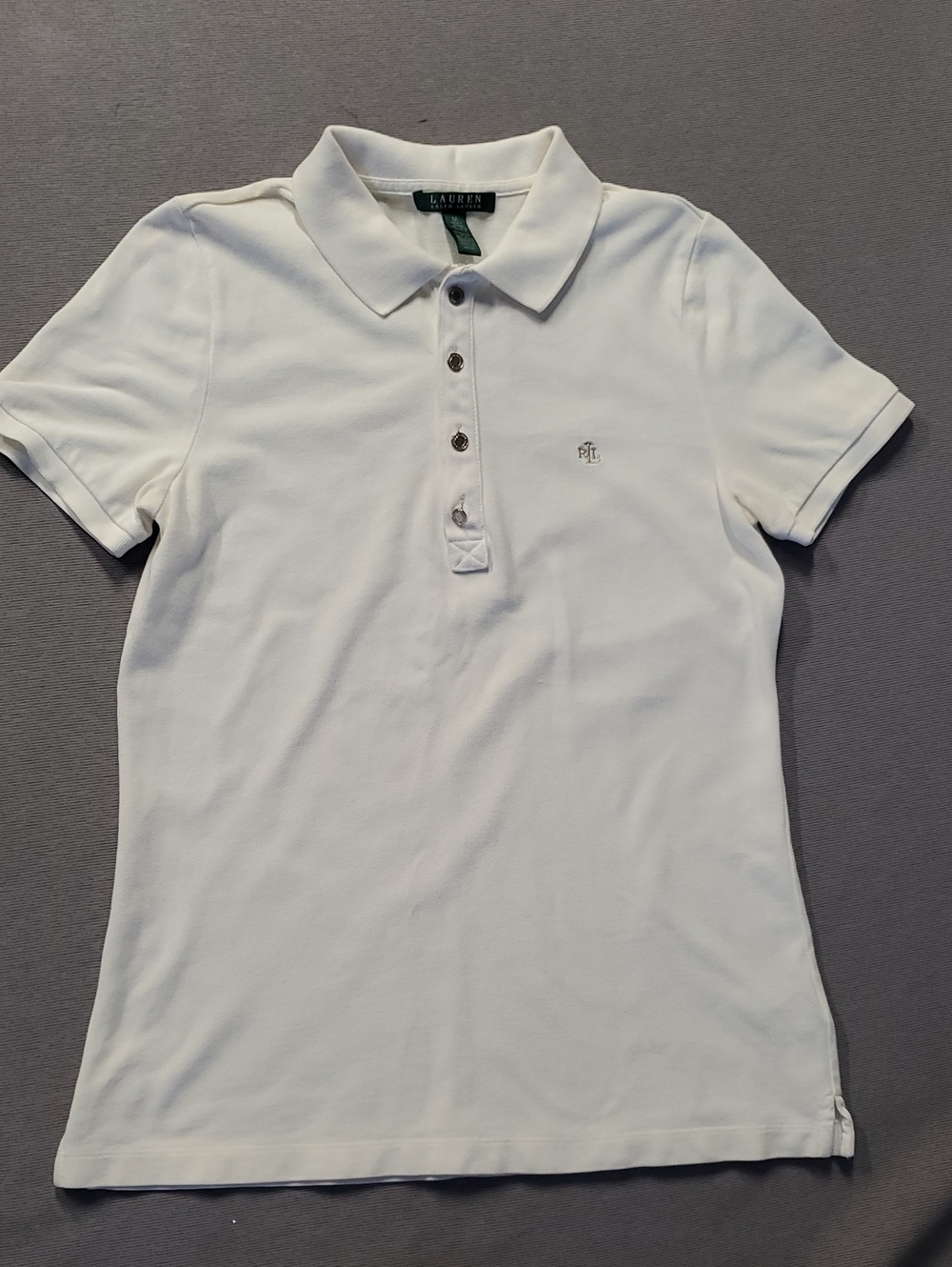 LRL Lauren Ralph Lauren Cream Short-Sleeve Polo Shirt Women's Size M